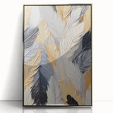 Art deco poster featuring geometric shapes in silver and gray tones, framed acrylic, ideal for modern nursery wall art.