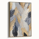 Vintage poster art of a landscape painting on framed canvas, featuring a black and gold color scheme.