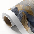 Art deco poster featuring natural close-up elements in muted green and brown tones on rolled canvas.