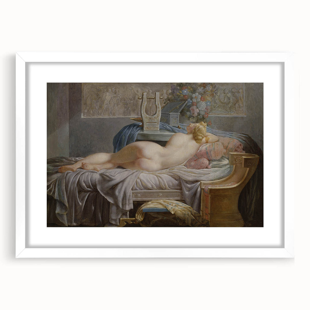 Sappho Neoclassical Realism Art Print - Jean-Baptiste Regnault Classic Nude