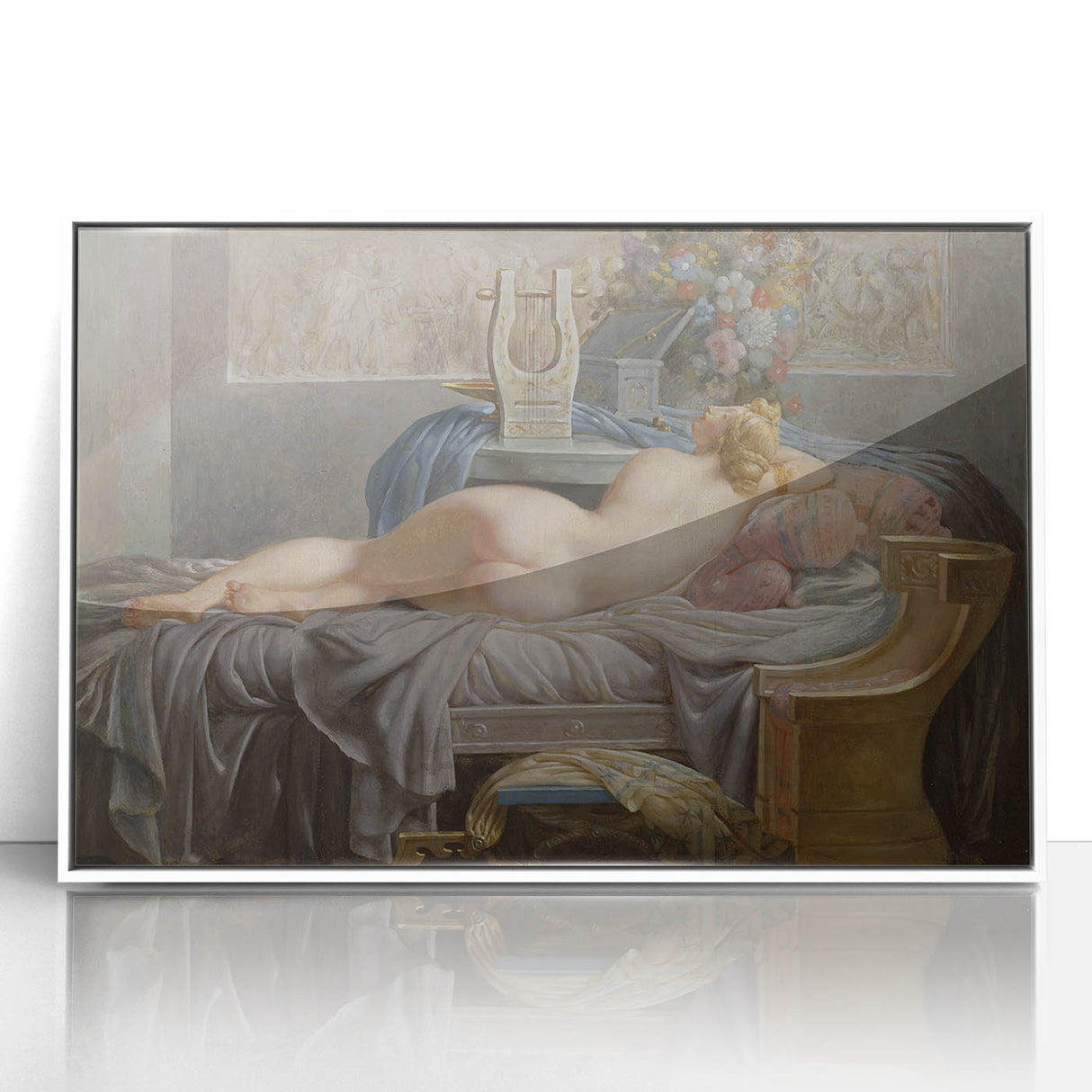 Sappho Neoclassical Realism Art Print - Jean-Baptiste Regnault Classic Nude