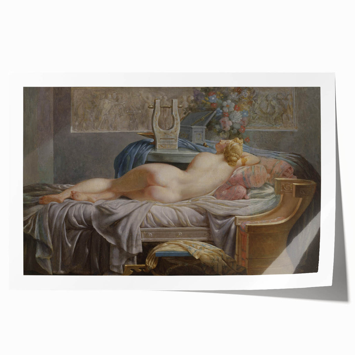 Sappho Neoclassical Realism Art Print - Jean-Baptiste Regnault Classic Nude