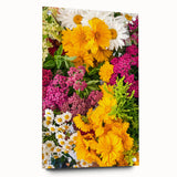 Large abstract wall art on acrylic glass depicting vibrant spring colors, ideal for dining room decor.
