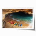 Stunning rolled print showcasing a vibrant landscape of cliffs with rich colors and detailed textures, perfect for home decor or artistic display.