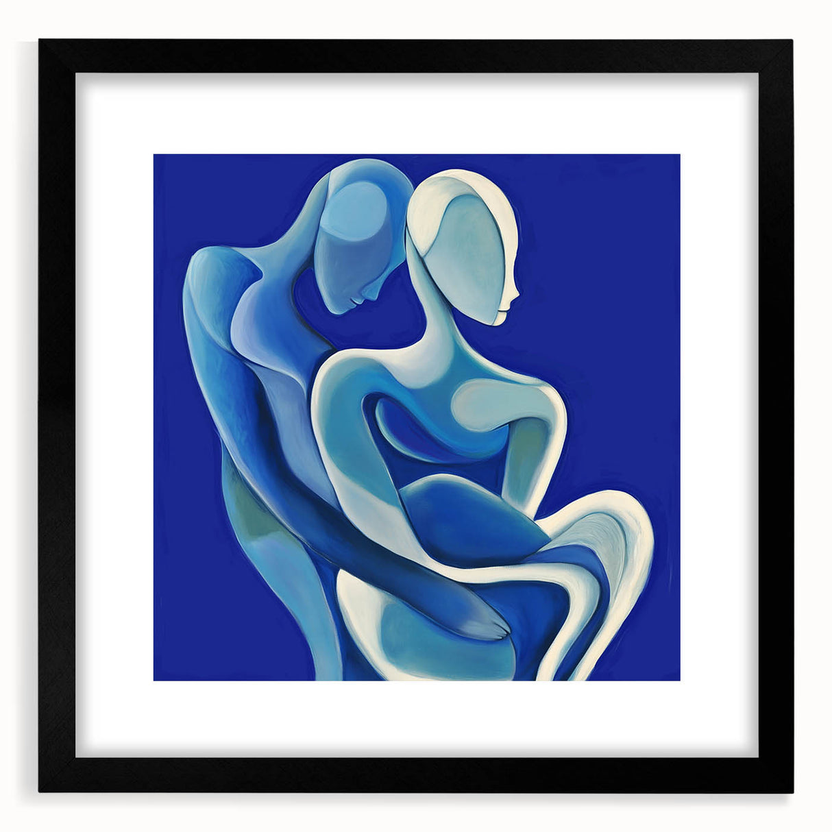 Modern Bedroom Art – Abstract Blue Couple Framed Canvas Print