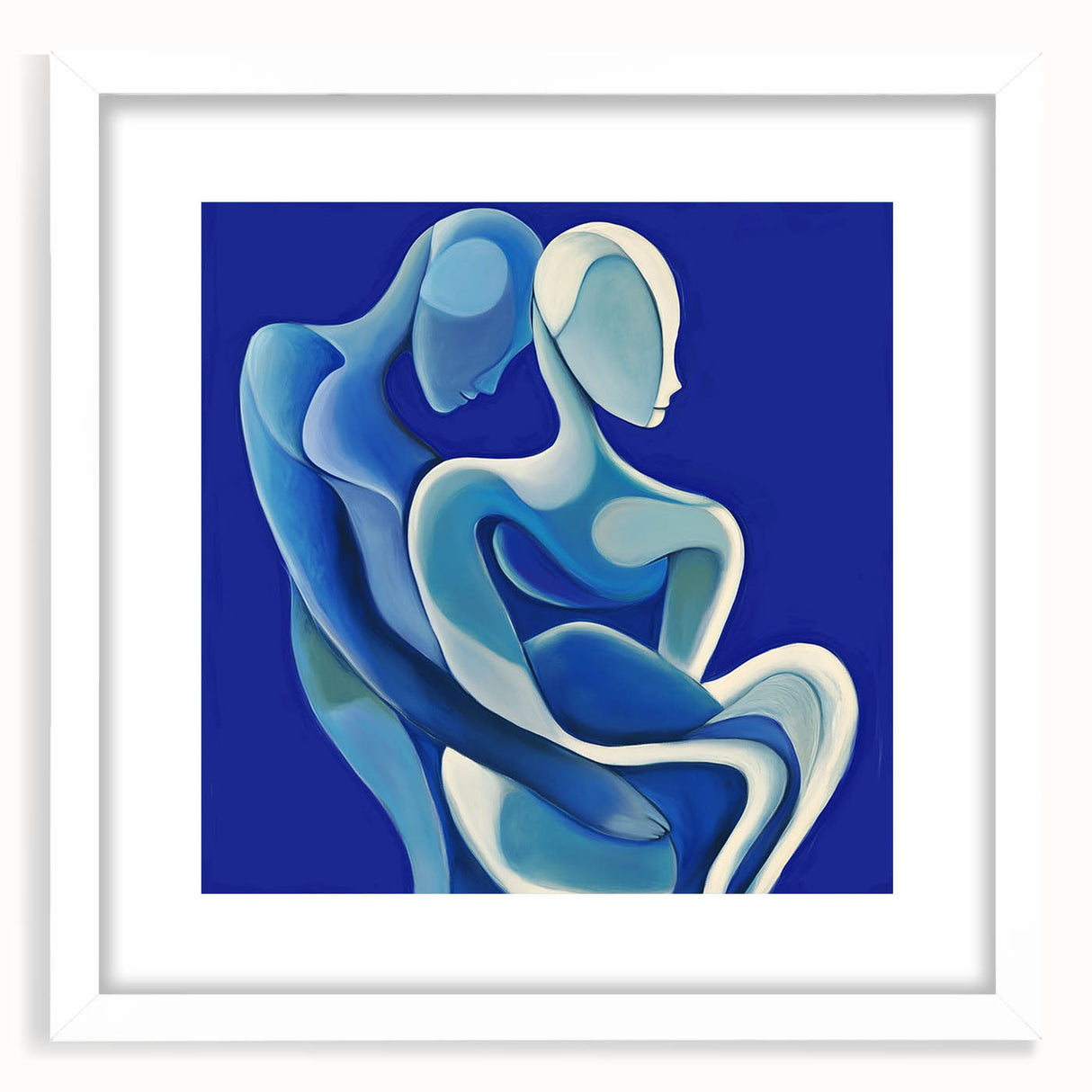 Modern Bedroom Art – Abstract Blue Couple Framed Canvas Print