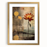 Abstract floral wall art framed with a gold mat, showcasing vibrant colors and intricate designs, ideal for enhancing modern home decor.