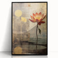 Framed abstract floral wall art featuring vibrant colors and intricate designs in a sleek black frame, perfect for enhancing modern home decor and adding a touch of elegance.