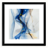 Abstract Fluid Canvas Art – Blue Stream with Yellow Accents