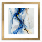 Abstract Fluid Canvas Art – Blue Stream with Yellow Accents