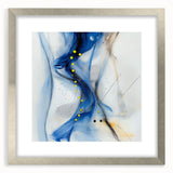 Abstract Fluid Canvas Art – Blue Stream with Yellow Accents