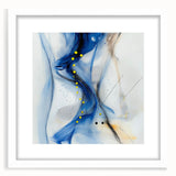 Abstract Fluid Canvas Art – Blue Stream with Yellow Accents