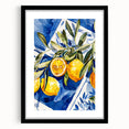 Extra large abstract art print featuring colorful, textured fruit designs on a black framed canvas.