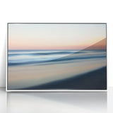 Framed acrylic artwork showcasing a vibrant beach landscape with white accents, perfect for coastal decor, adding a serene and tropical vibe to any space.