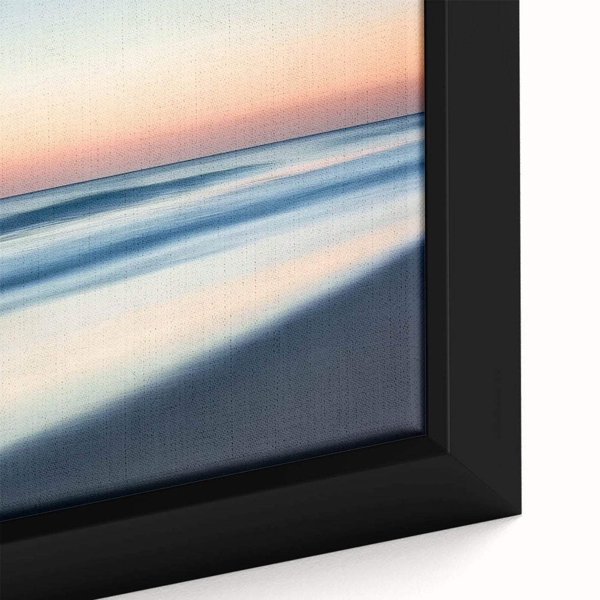 Framed canvas artwork showcasing a vibrant beach landscape with serene blue waters and golden sands, perfect for coastal home decor. Ideal for enhancing living spaces.