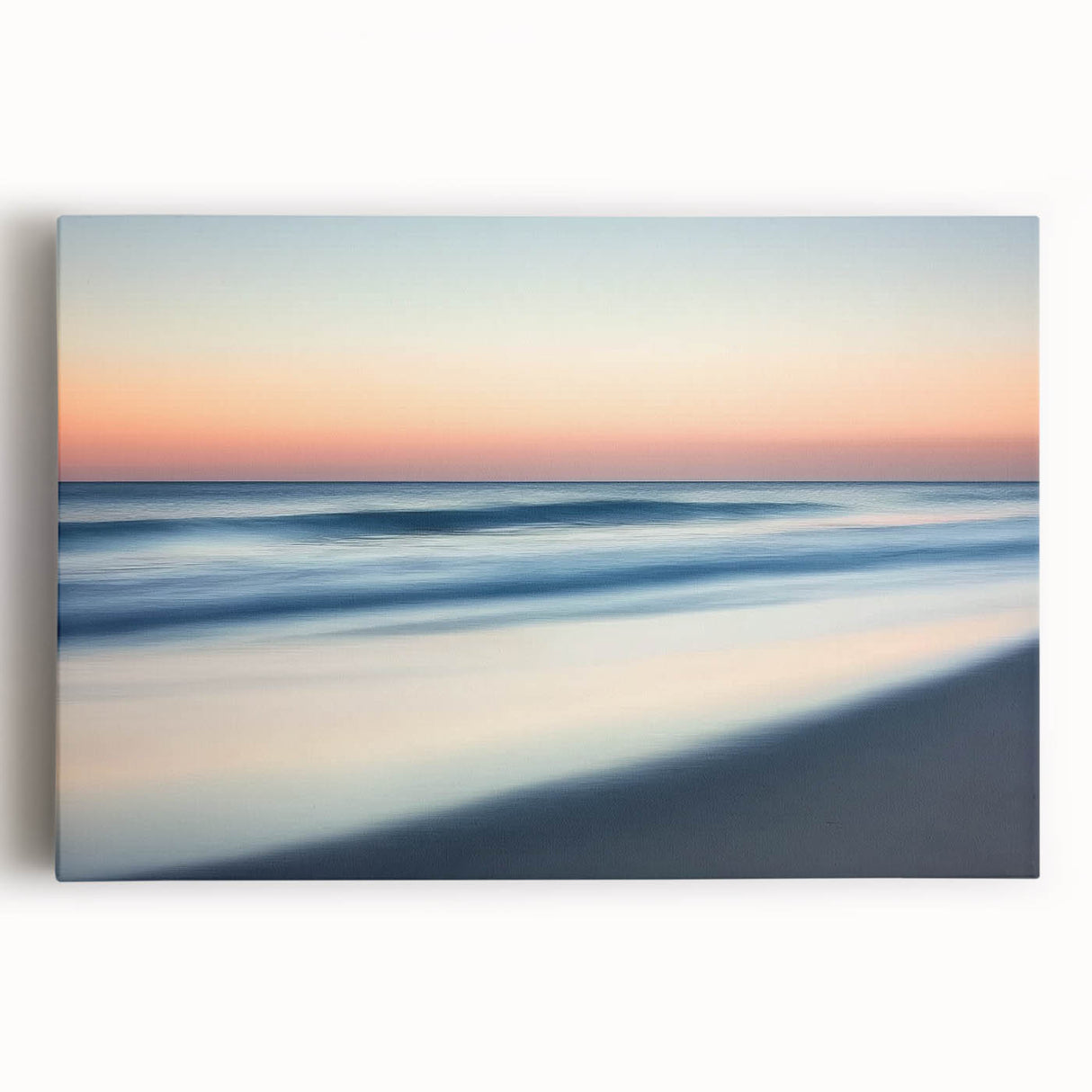 Vibrant landscape canvas print depicting serene beaches with soft waves and clear blue skies, ideal for enhancing coastal-themed decor and relaxation spaces.