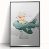 Teddy Bear Pilot Nursery Wall Art – Baby Room & Kids Decor Print
