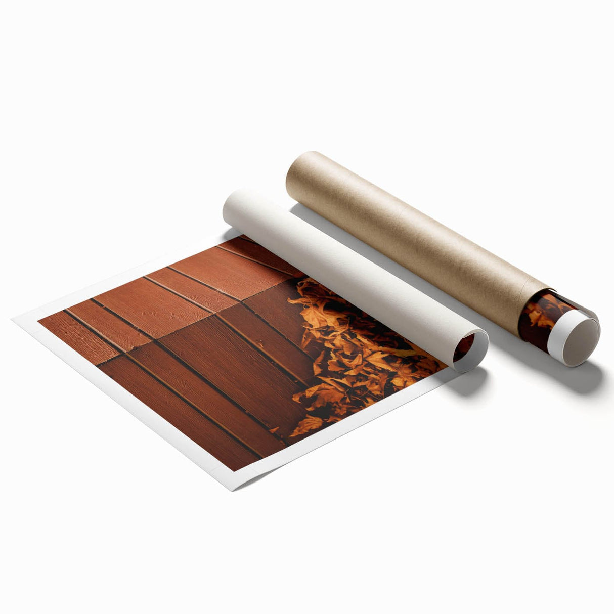 Extra large rolled print featuring a detailed floral art design in autumn hues, ideal for classy bathroom wall art.