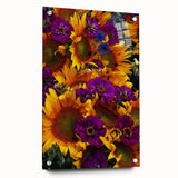 Large abstract wall art depicting spring season in vibrant green and yellow tones on acrylic glass.