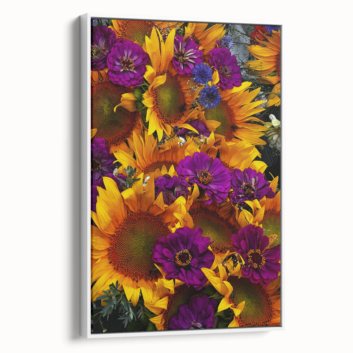 Vintage poster art of a vibrant spring scene on a framed canvas, ideal for living room decor.