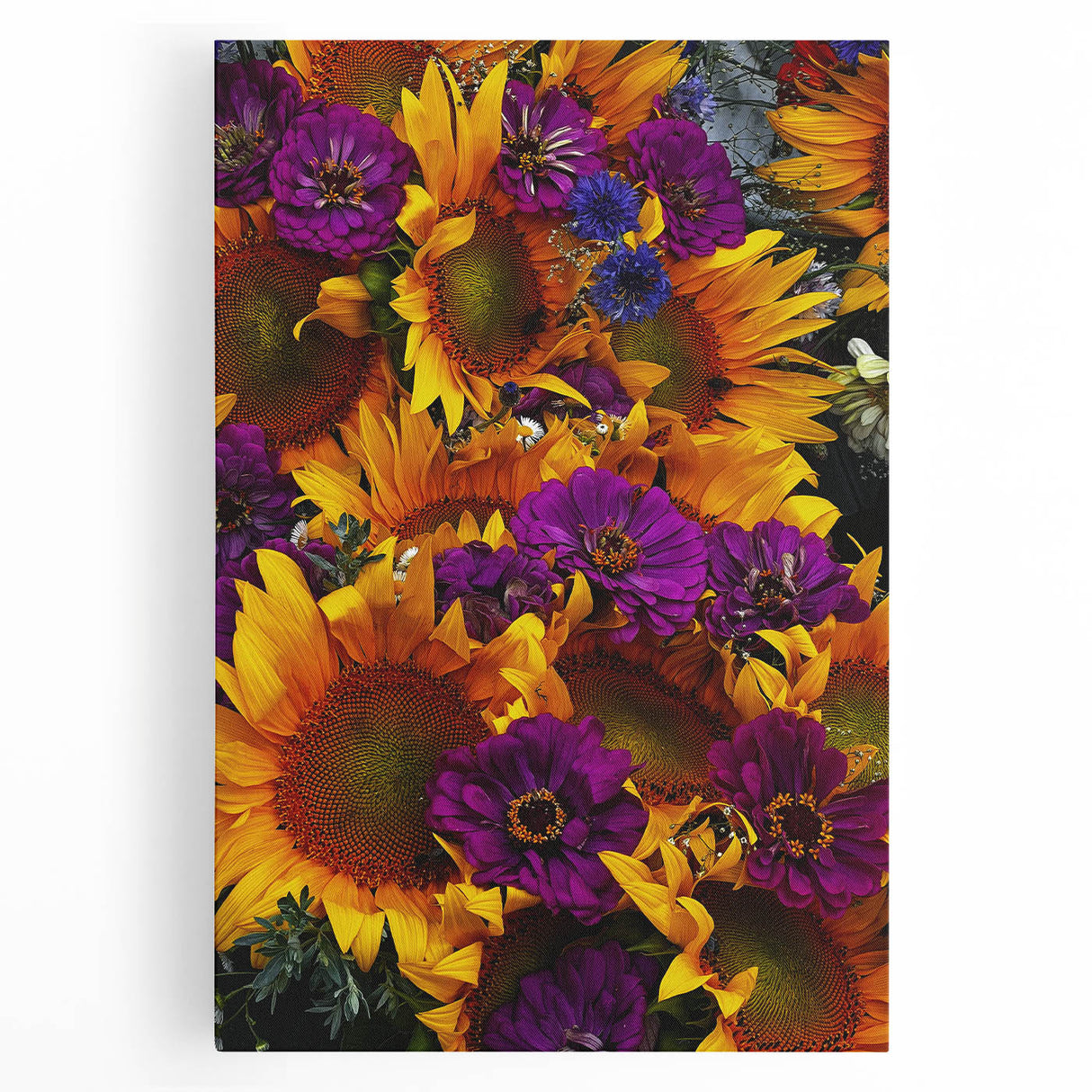 Large black and white abstract depiction of spring on stretched canvas, ideal for kitchen wall art.