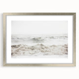 Textured abstract art print in muted earth tones on a framed canvas, ideal for bedroom wall decor.