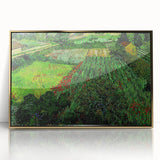 Acrylic print of Van Gogh-inspired art deco poster in gold frame, suited for modern art wall decor or nursery.