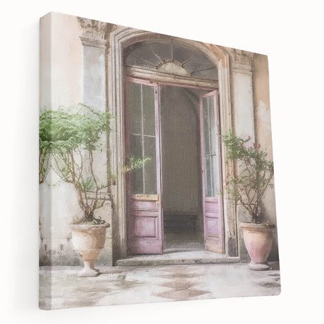Large acrylic print of a French door architecture design on stretched canvas, suitable for kitchen wall art.