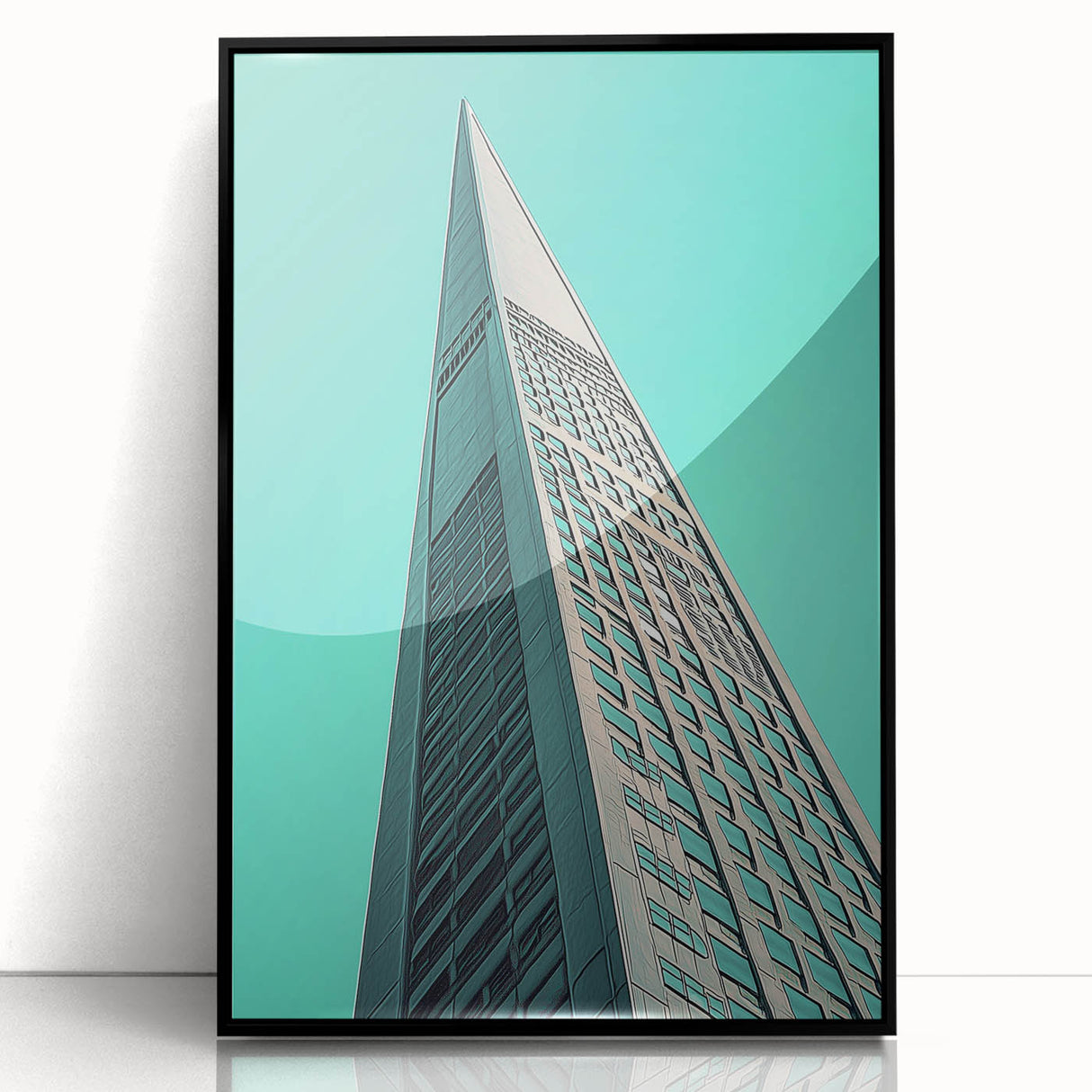 Large abstract wall art featuring geometric shapes in black and white, framed in acrylic, suitable for modern decor.
