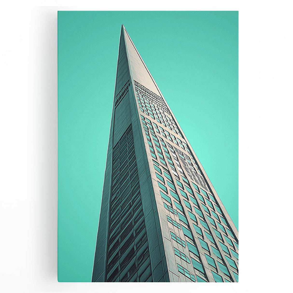 Large black and white architectural print on stretched canvas, ideal for kitchen wall art.