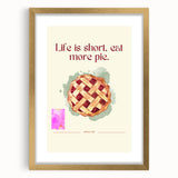Extra large framed abstract art print of pastries in muted gold and beige, on textured canvas, ideal for living room decor.
