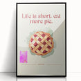 Large abstract wall art featuring assorted pastries in muted colors, framed in black acrylic, suitable for a modern kitchen.
