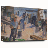 Modern Coastal Scene - Abstract Impressionist Art Print of Seaside Life