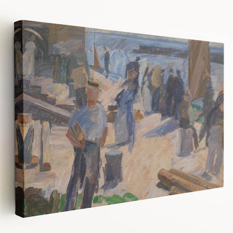 Modern Coastal Scene - Abstract Impressionist Art Print of Seaside Life