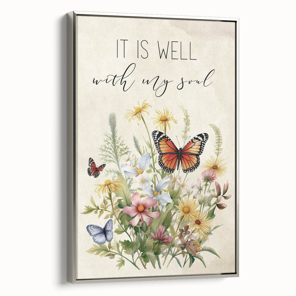 Inspirational Floral Typography Art - "It Is Well" Canvas Print