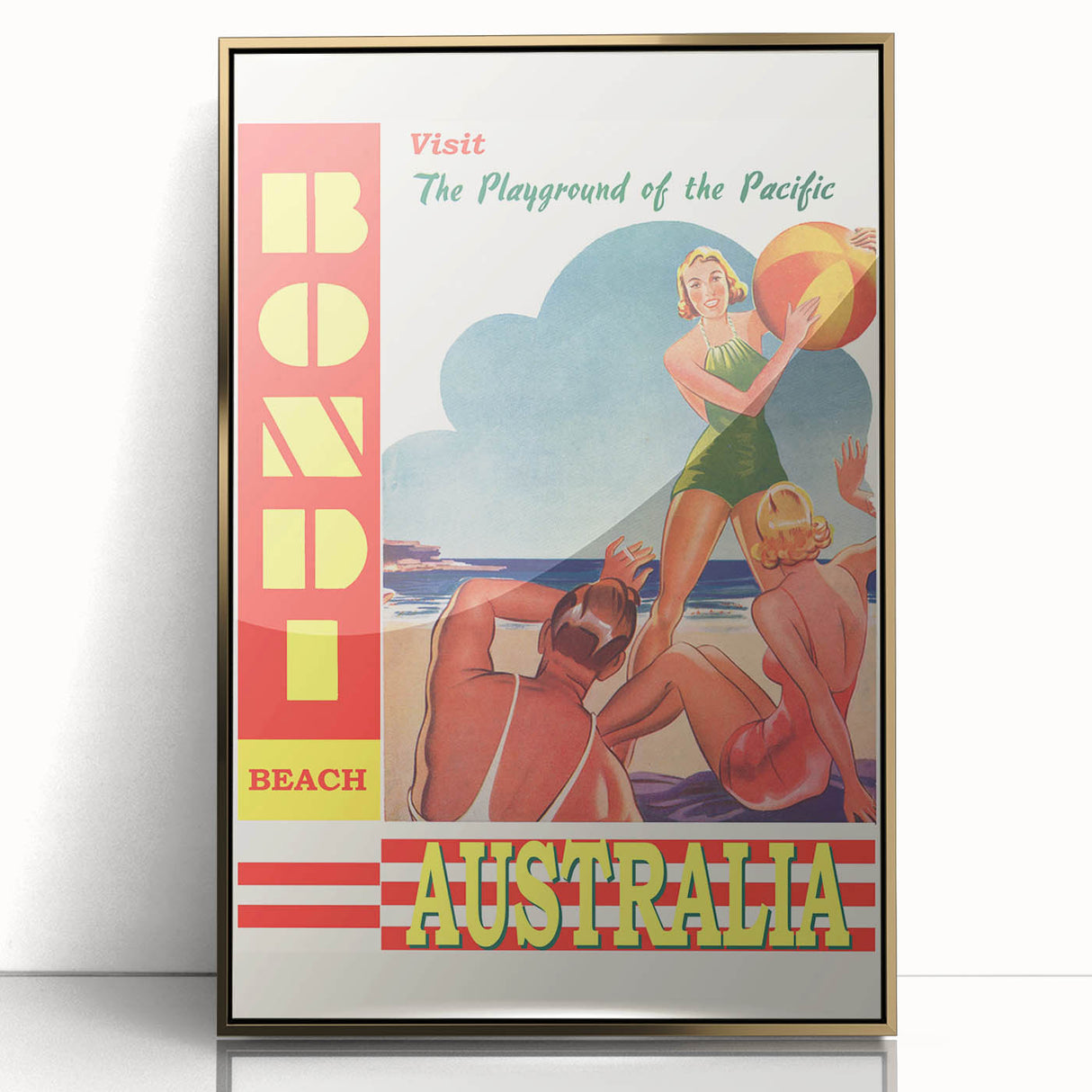 Bondi Beach Retro Travel Poster | Vintage Australian Beach Print