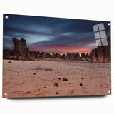Large abstract wall art depicting an Algerian landscape on acrylic glass, using earthy tones.