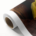 Art deco poster featuring Ethiopian scenery on a rolled canvas, with pastel color palette, ideal for nursery wall art.