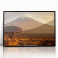 Large abstract wall art depicting a Kenyan landscape in muted earth tones on a framed acrylic.