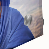 Large abstract wall art of African scenery in Mali, rendered in mid-century modernist style on acrylic glass.