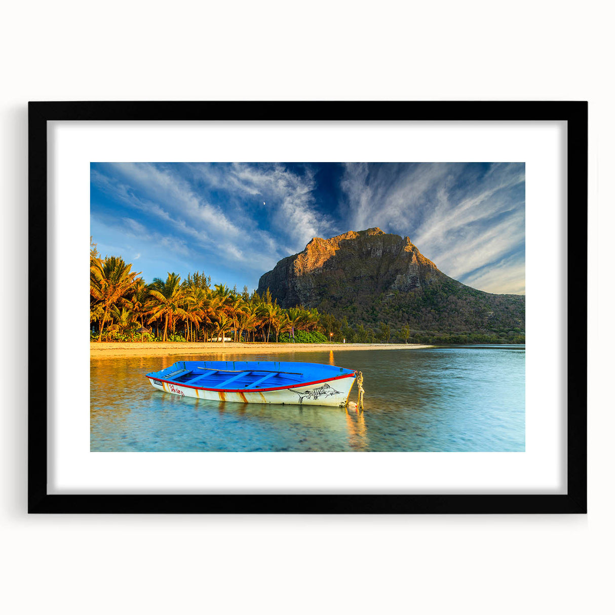 Extra large framed print of colorful, abstract art depicting a textured, vibrant African landscape.