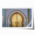 Rolled print of Moroccan scenery with vibrant floral elements in earth tones, ideal for art wall dining room.
