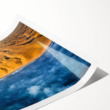 Extra large wall art featuring a line art design of flowers in black and white on a rolled print.