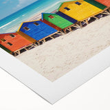 Art deco poster featuring a stylized South African landscape in muted earth tones on rolled canvas.