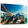 Antarctic landscape on large acrylic glass, featuring icy blues and whites, suitable for bedroom or dining room decor.