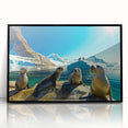 Large abstract wall art depicting a minimalist Antarctic scenery in black and white tones on framed acrylic.