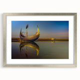 Textured art print of an abstract scene with muted earth tones on a framed canvas, ideal for bedroom decor.