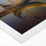 Art deco poster featuring a serene Bangladesh landscape in soft green and blue tones on rolled canvas.