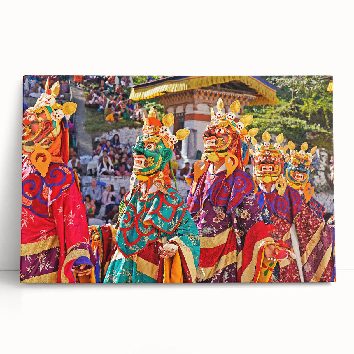 Black and white photograph of Bhutanese landscape on stretched canvas, suitable for kitchen or bedroom.