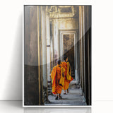 Framed acrylic print of a Cambodian landscape, featuring soft pastel hues, perfect for modern art wall decor in a nursery.